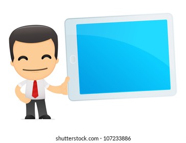 funny cartoon manager in various poses for use in advertising, presentations, brochures, blogs, documents and forms, etc.