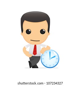 funny cartoon manager in various poses for use in advertising, presentations, brochures, blogs, documents and forms, etc.