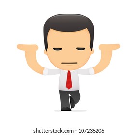 funny cartoon manager in various poses for use in advertising, presentations, brochures, blogs, documents and forms, etc.