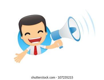 funny cartoon manager in various poses for use in advertising, presentations, brochures, blogs, documents and forms, etc.
