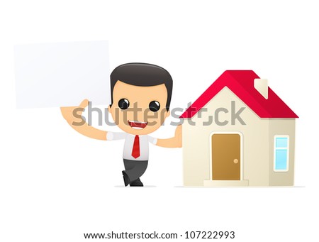 funny cartoon manager in various poses for use in advertising, presentations, brochures, blogs, documents and forms, etc.