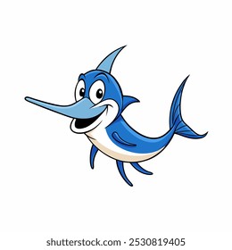 Funny Cartoon Marlin Illustration – Cute Marine Life Character