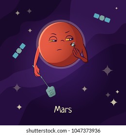 Funny cartoon Mars. Vector illustration for children's educational games