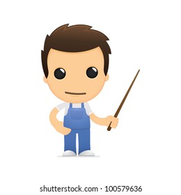 funny cartoon mechanic in various poses for use in advertising, presentations, brochures, blogs, documents and forms, etc.