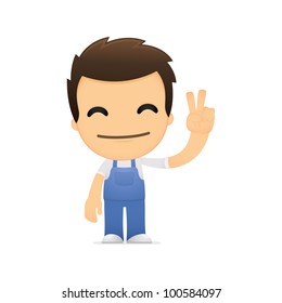 funny cartoon mechanic in various poses for use in advertising, presentations, brochures, blogs, documents and forms, etc.