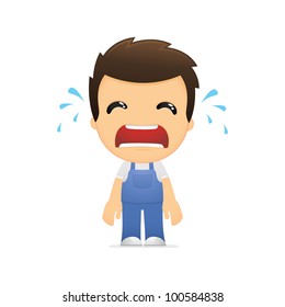funny cartoon mechanic in various poses for use in advertising, presentations, brochures, blogs, documents and forms, etc.