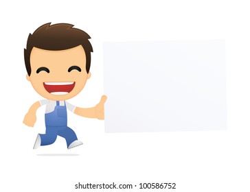 funny cartoon mechanic in various poses for use in advertising, presentations, brochures, blogs, documents and forms, etc.