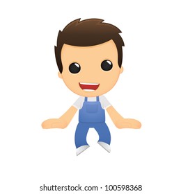 funny cartoon mechanic in various poses for use in advertising, presentations, brochures, blogs, documents and forms, etc.