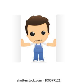 funny cartoon mechanic in various poses for use in advertising, presentations, brochures, blogs, documents and forms, etc.