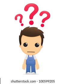 funny cartoon mechanic in various poses for use in advertising, presentations, brochures, blogs, documents and forms, etc.