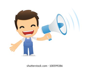 funny cartoon mechanic in various poses for use in advertising, presentations, brochures, blogs, documents and forms, etc.