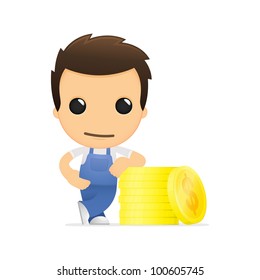 funny cartoon mechanic in various poses for use in advertising, presentations, brochures, blogs, documents and forms, etc.