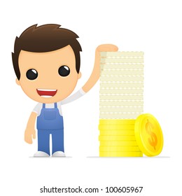 funny cartoon mechanic in various poses for use in advertising, presentations, brochures, blogs, documents and forms, etc.