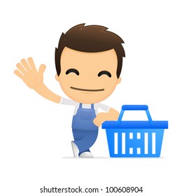 funny cartoon mechanic in various poses for use in advertising, presentations, brochures, blogs, documents and forms, etc.