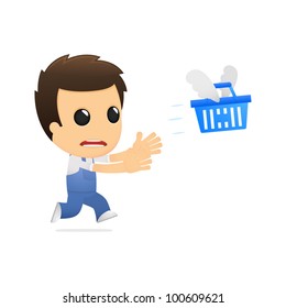 funny cartoon mechanic in various poses for use in advertising, presentations, brochures, blogs, documents and forms, etc.
