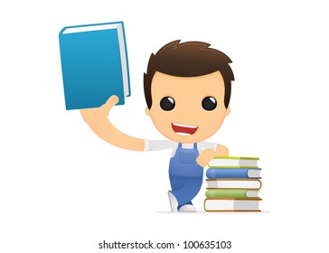 funny cartoon mechanic in various poses for use in advertising, presentations, brochures, blogs, documents and forms, etc.