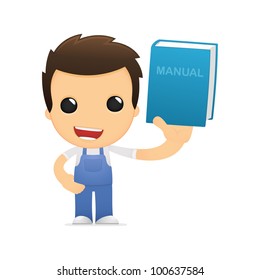 funny cartoon mechanic in various poses for use in advertising, presentations, brochures, blogs, documents and forms, etc.
