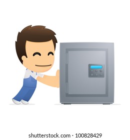 funny cartoon mechanic in various poses for use in advertising, presentations, brochures, blogs, documents and forms, etc.