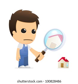 funny cartoon mechanic in various poses for use in advertising, presentations, brochures, blogs, documents and forms, etc.