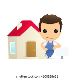 funny cartoon mechanic in various poses for use in advertising, presentations, brochures, blogs, documents and forms, etc.
