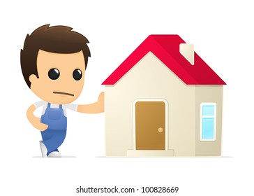 funny cartoon mechanic in various poses for use in advertising, presentations, brochures, blogs, documents and forms, etc.