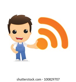 funny cartoon mechanic in various poses for use in advertising, presentations, brochures, blogs, documents and forms, etc.