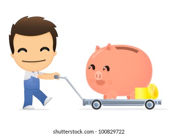 funny cartoon mechanic in various poses for use in advertising, presentations, brochures, blogs, documents and forms, etc.