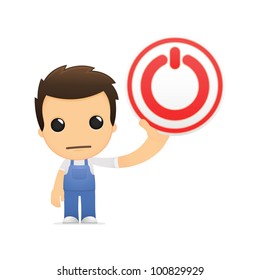funny cartoon mechanic in various poses for use in advertising, presentations, brochures, blogs, documents and forms, etc.