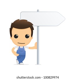 funny cartoon mechanic in various poses for use in advertising, presentations, brochures, blogs, documents and forms, etc.