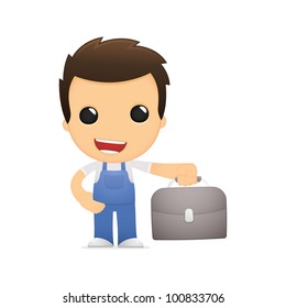 funny cartoon mechanic in various poses for use in advertising, presentations, brochures, blogs, documents and forms, etc.