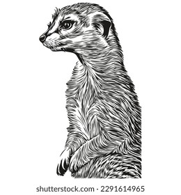 Funny cartoon Meerkat, line art illustration ink sketch Meerkats
