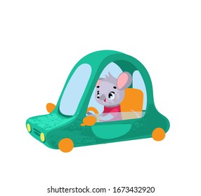 Hübsche Cartoon Mäuse im Auto. Illustration von Vektorillustrationen für T-Shirt-Drucke, Kinderbücher, Grußkarten, Poster, Aufkleber oder Dekoration