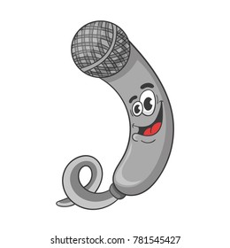 funny cartoon microphone vector illustration