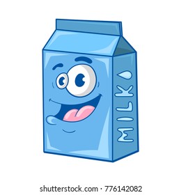 funny cartoon milk carton, vector illustration