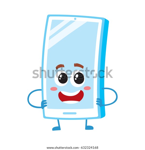 Funny Cartoon Mobile Phone Smartphone Character Stock Vector (Royalty ...