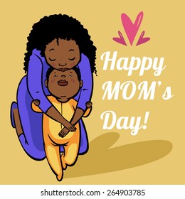 funny cartoon mom kiss  her baby 