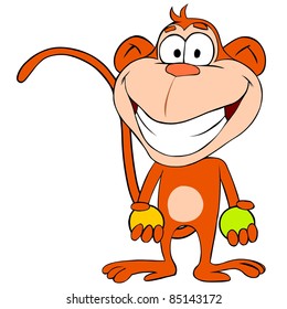 Funny cartoon monkey with balls