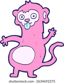 funny cartoon monkey in bright neon colors