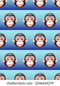 Caras divertidas de mono de dibujos animados, patrón vectorial sin fisuras