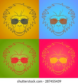 funny cartoon  monkey with glasses.