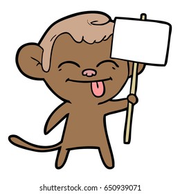 funny cartoon monkey with placard