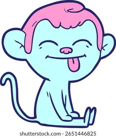 macaco engraçado cartoon sentado em cor neon brilhante