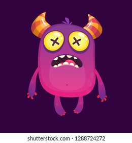 Funny cartoon monster with angry expression. Vector illustration