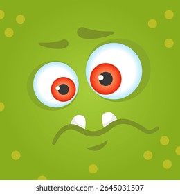 Funny cartoon monster with big eyes and teeth showing worry and concern, ideal for halloween projects, children book illustrations, fantasy and fairy tales