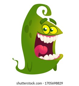 Funny cartoon monster with big mouth. Vector Halloween illustration