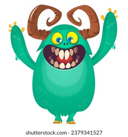 Funny cartoon monster character. Bigfoot or yeti illustration