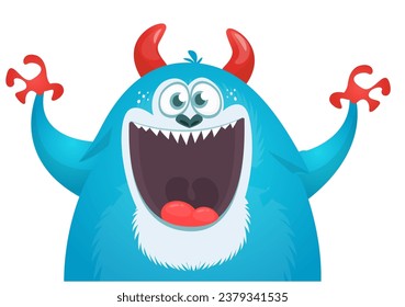 Funny cartoon monster character. Bigfoot or yeti illustration