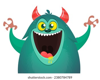 Funny cartoon monster character. Bigfoot or yeti illustration