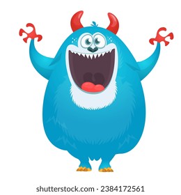 Funny cartoon monster character. Bigfoot or yeti illustration