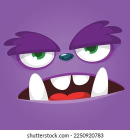 Funny cartoon monster character face expression. Illustration of cute and happy alien creature. Halloween design.